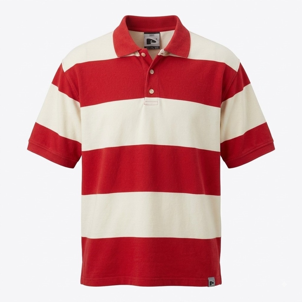 PJ Mark Absolute Mens Polo Shirt Size 2XL Red White Stripe 100% Cotton